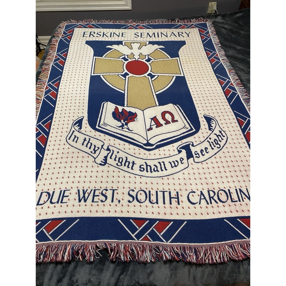 Erskine Seminary Woven Throw Blanket Pure Country Weavers Due West SC 48x68